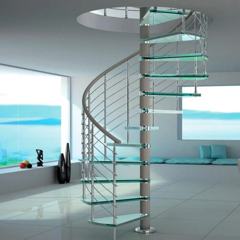 10 0.Zhang.Custom.Glass Curved Stairs Circular Stairs Stainless Steel New Design Indoor Stair Customized Staircase Me