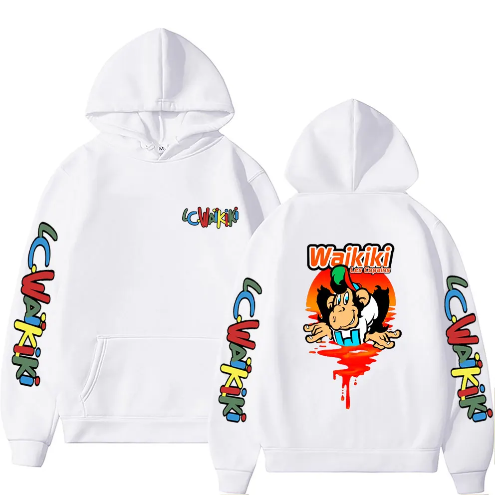 مضحك Lc Waikiki القرد الجرافيك هوديي الرجال النساء الكرتون عادية الصوف مقنعين البلوز القمم الرجال خمر المتضخم الشارع الشهير #4