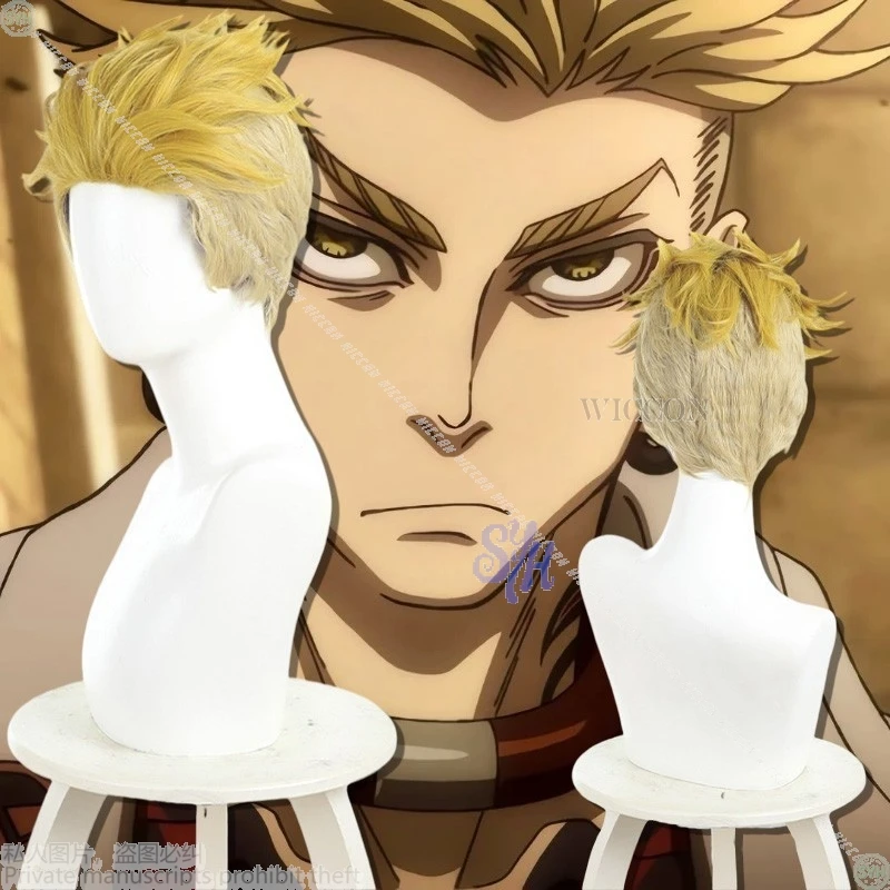 

GACHIAKUTA Enjin Косплей Короткие золотистые блондинки термостойкие парики из синтетических волос Хэллоуин Рождество