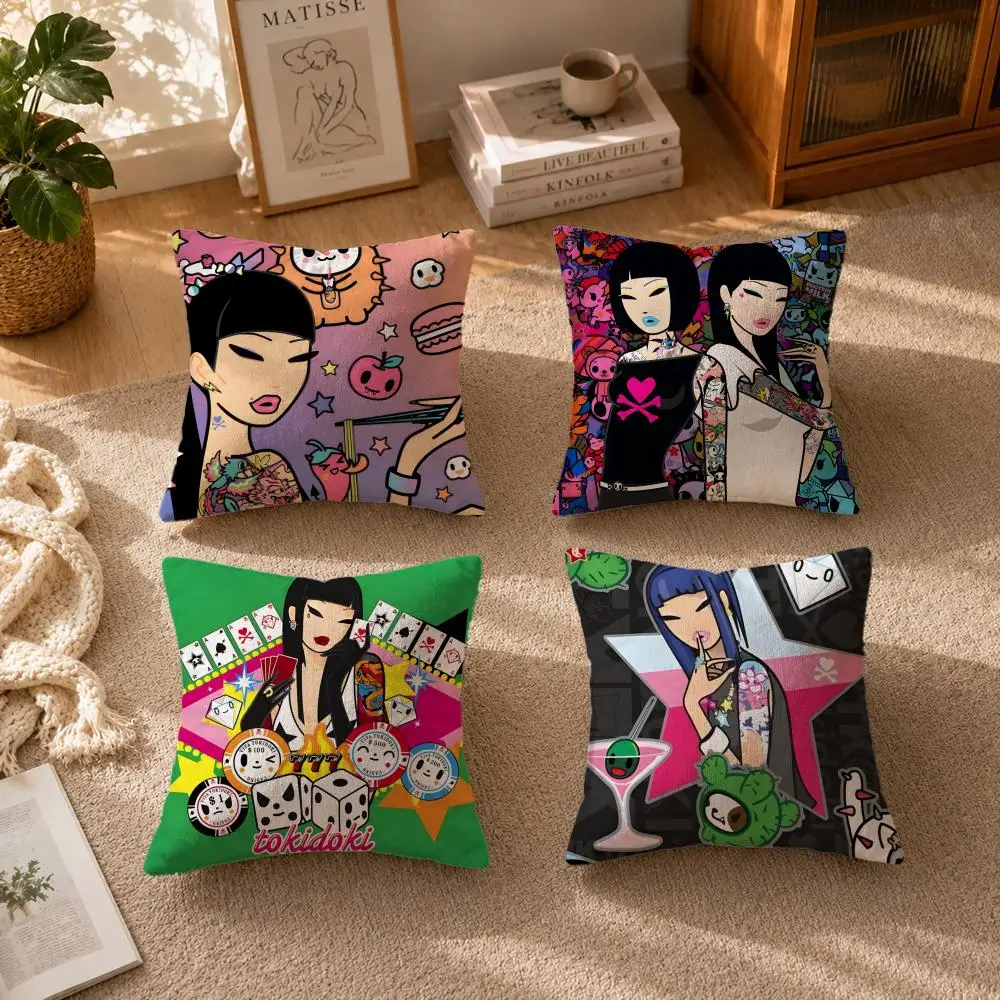 Brand-TokidokiS Cushion Cover Soft Short Plush Zippered Cushion Covers 40/45/50cm Square Decor for Sofa Home