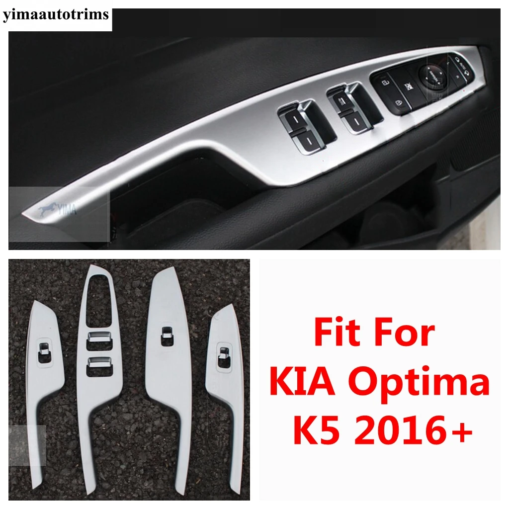 

Door Armrest Window Glass Lift Buttons Frame Panel Decoration Cover Trim ABS Matte Interior Accessories For KIA Optima K5 2016