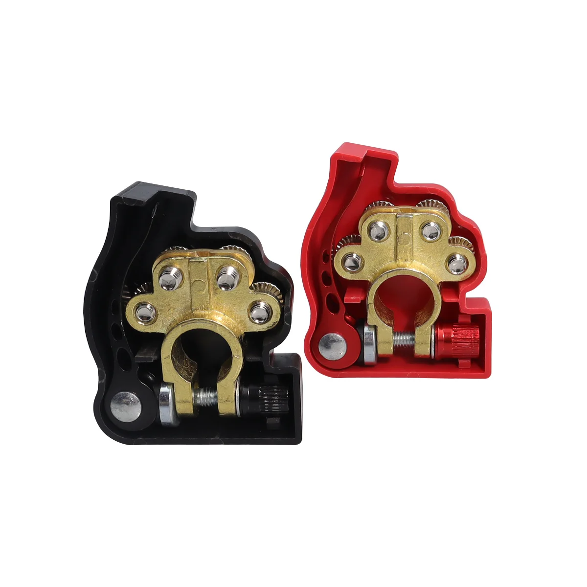 2pcs Car Battery Terminal Clips With Positive And Negative Stake Heads 4 Way Quick Release Disconnect Battery Terminals