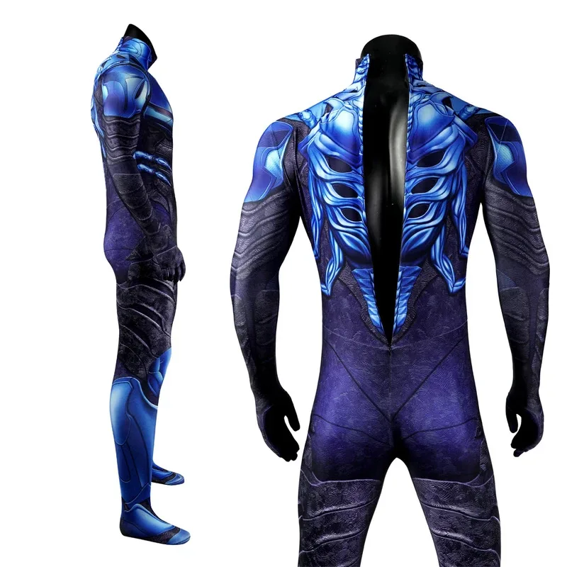 

25COSBlue Beetle Cosplay Zentai Costume Anime Male Superhero Roleplay Men Jumpsuit Mask Halloween Carnival Clothes for Disguise