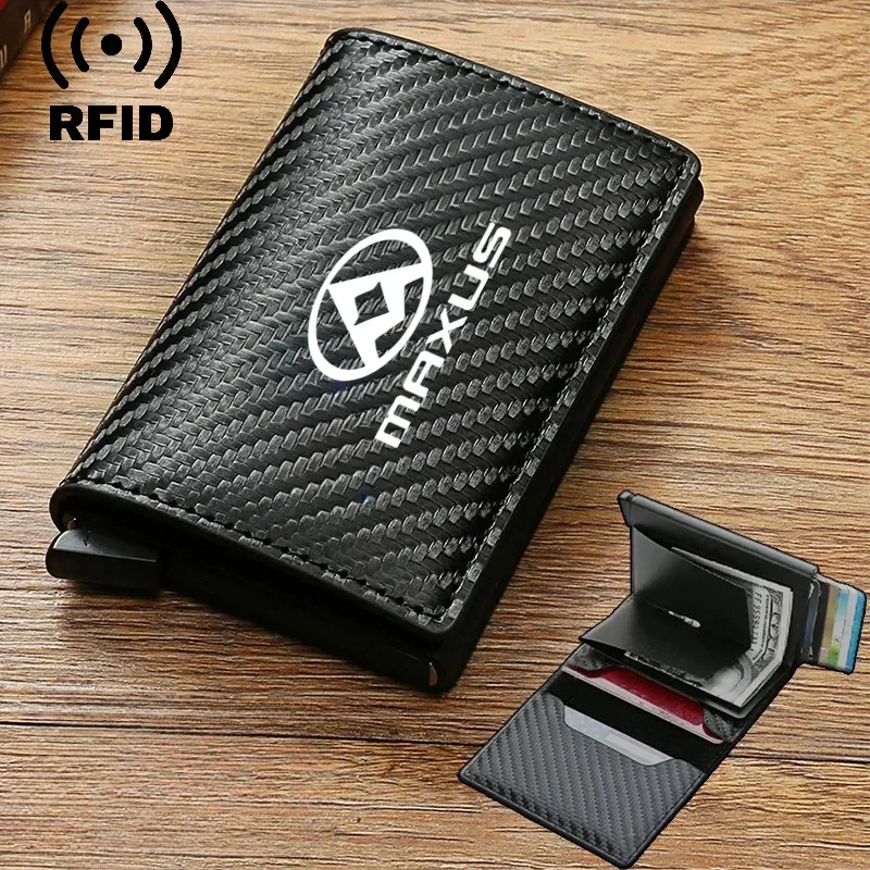 

Кожаный держатель для кредитных карт из углеродного волокна Rfid, мужские кошельки Black Magic Trifold для Maxus T60 D60 D90 T70 G10 G20 G50 G90 Euniq 5 6