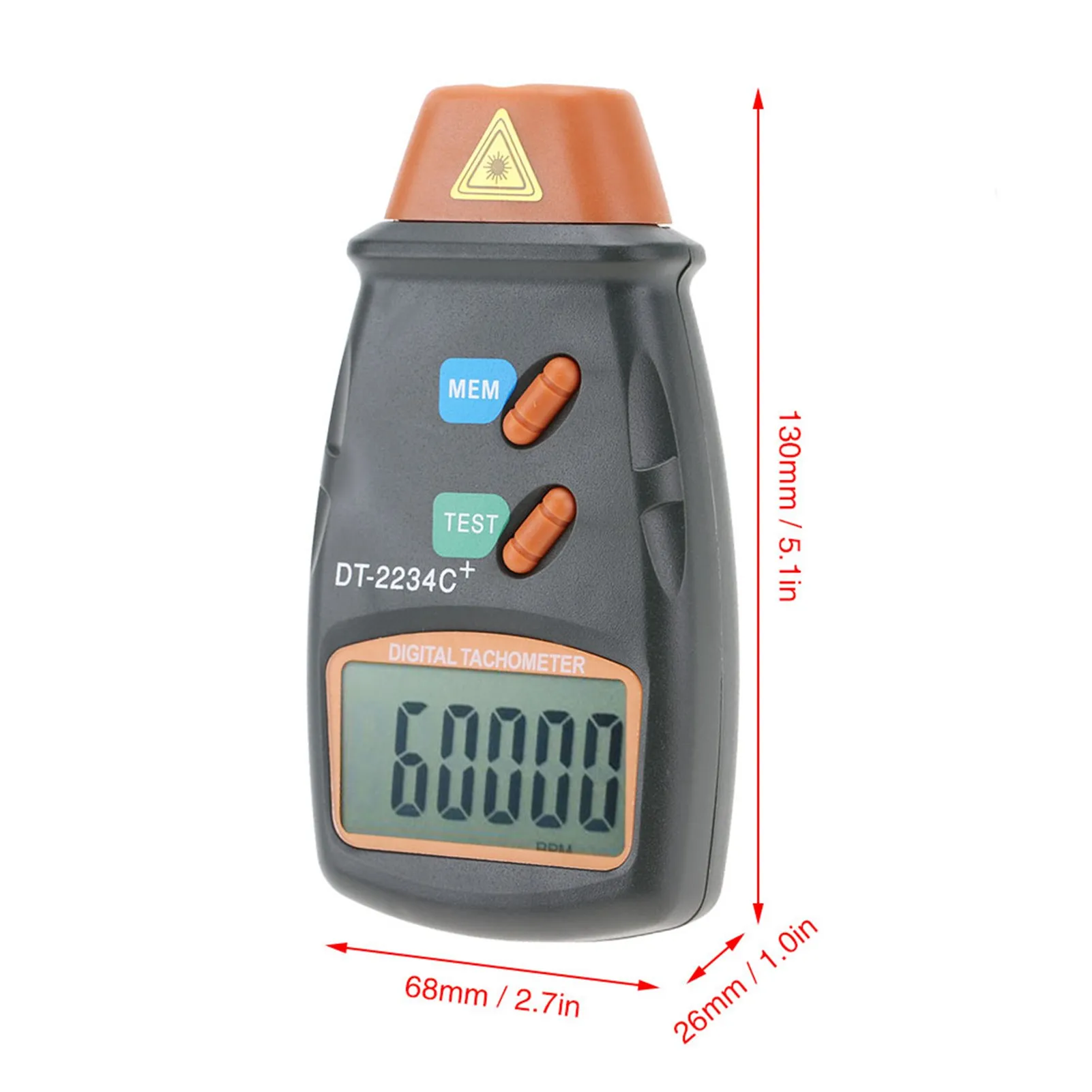 ‑2234C+ NOn Contact Digital LCD Laser Photo Tachometer Mini RPM Tester Meter Digital Tach Tach Tachometer Digital Tachometer