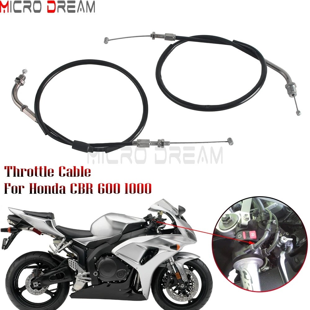 Cable de acelerador trenzado de acero inoxidable para motocicleta, línea de acelerador de 65,5 cm para Honda CBR600RR CBR600 2003-06 CBR1000RR CBR1000 2004-07