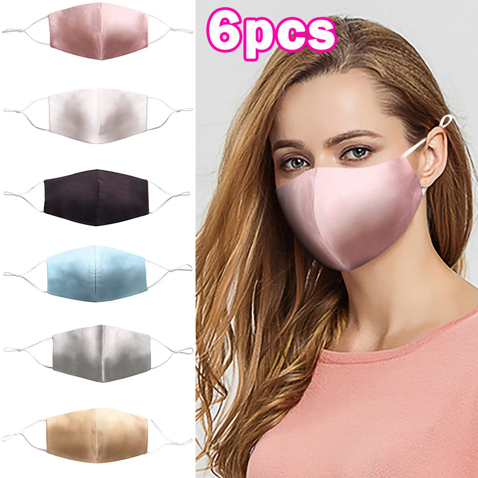 Summer For Men And Women Ultrathin Double-deck Sunscreen And Silk Mask 6PCS Outdoor Dust-Proof Face Protective Mask Disposable