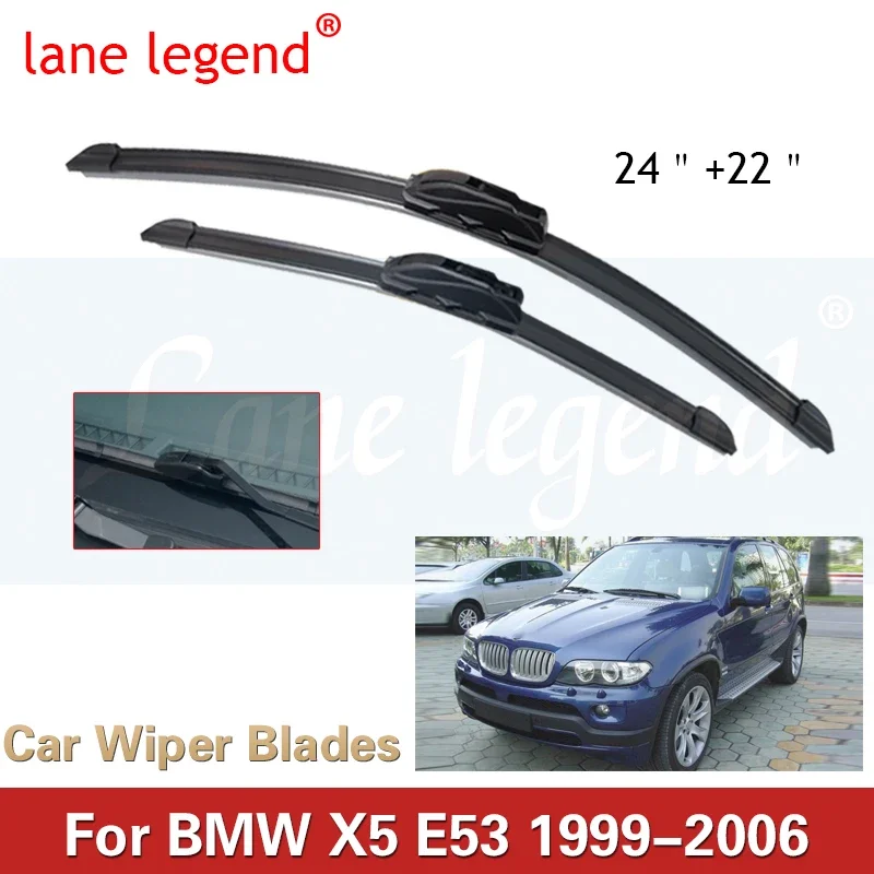 

Car Wiper Blade Front Window Windscreen Windshield Wipers Blades J hook Auto Accessories For BMW X5 E53 24"+22" 1999-2006