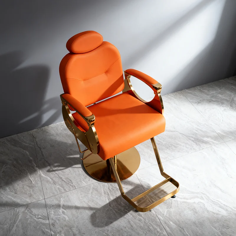 Wholesale Salon Furniture Golden Frame Hairdressing Styling Chair Modern Rotatable Beauty Salon Barber Chair for Men
