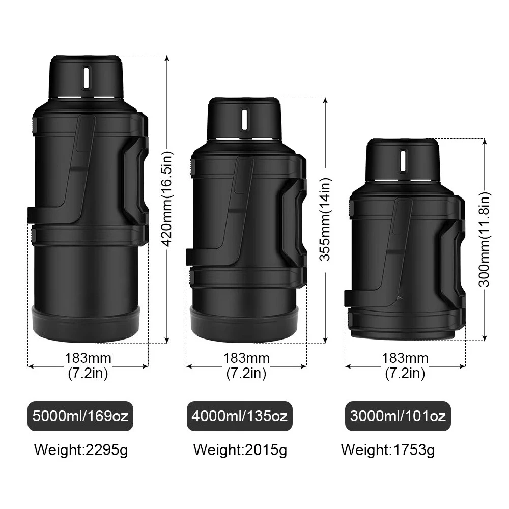 Stainless Steel 3000ml Vacuum Flask Double Wall Insulated Sports Water Bottle for Hiking Travel Camping Outdoor Activities