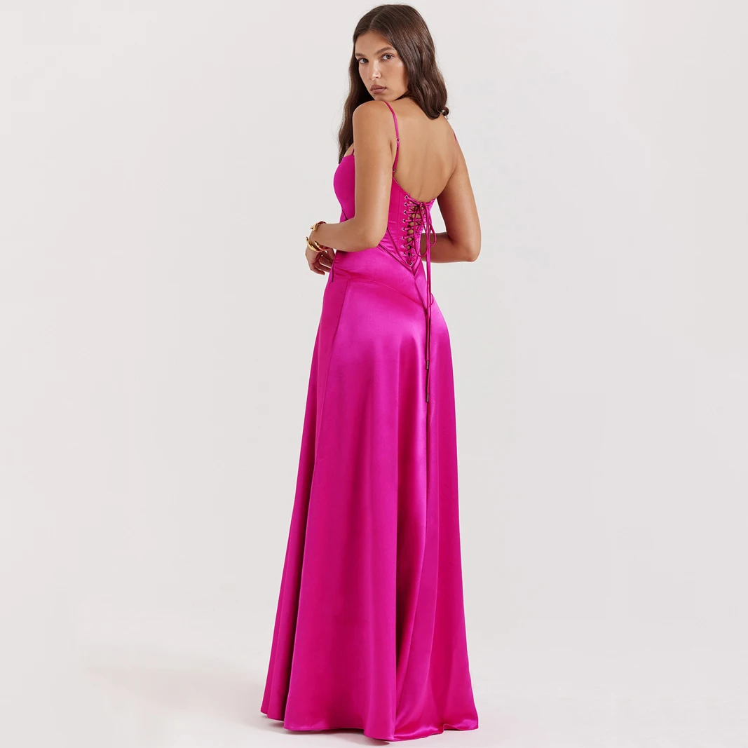 2025 vestido largo sin espalda con tirantes finos para mujer, vestido de fiesta con cordones, vestido largo de noche elegante para fiesta, bata de mujer, vestido de noche Sexy