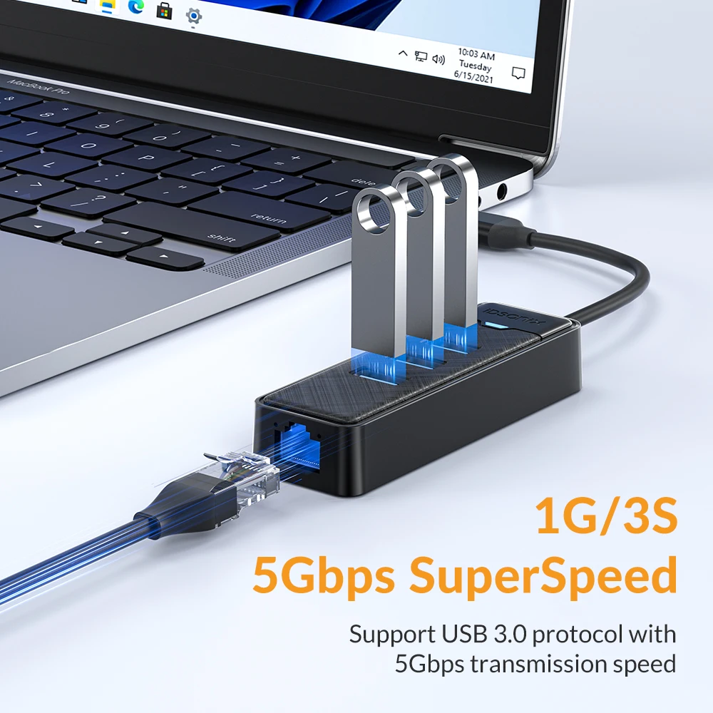 IDsonix 1000Mbps Ethernet USB 3,0 Hub Mit RJ45 USB Splitter Multi Port Daten Adapter Expander für Laptop Computer PC zubehör