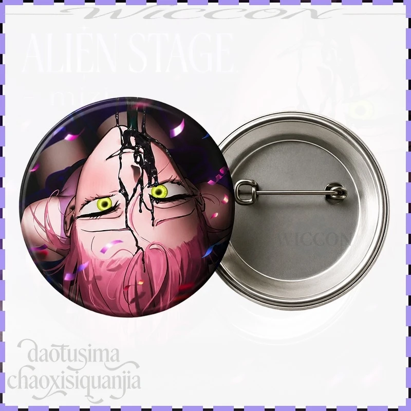 Mizi Mirror Alien Stage 58mm Soft Tinplate Badge Pin Cartoon Emblem For Anime Expo Cos Event Party Decoration Holiday Present