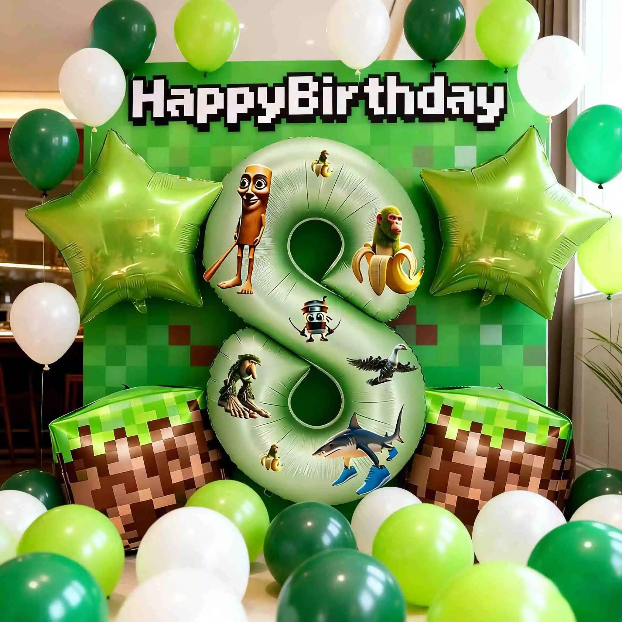 Pixel Game & Italian Brainrot Balloon Kit | 32