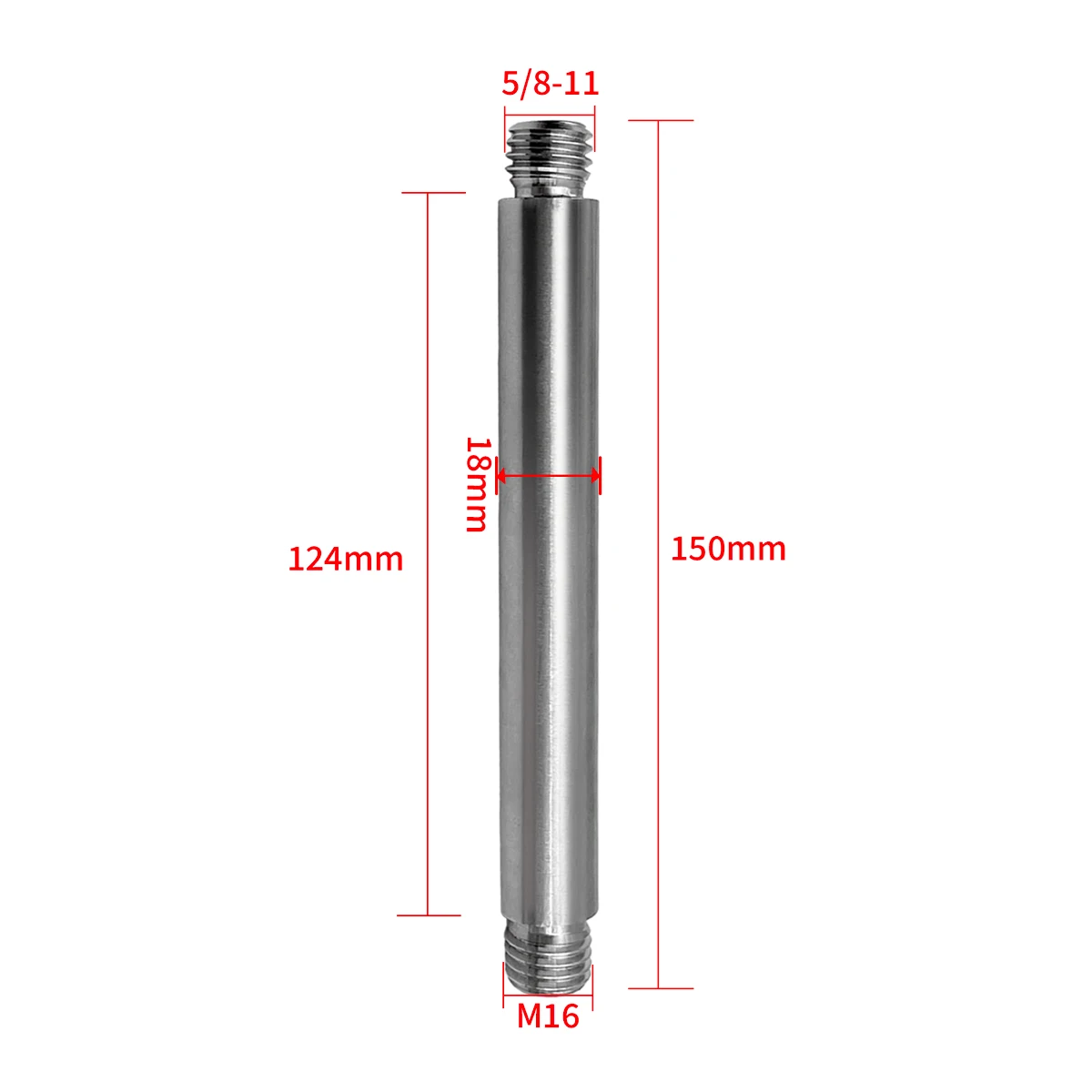 2pcs 15cm stainless steel double thread extend pole survey prism rod GPS RTK 5/8 x 11 thread to M16