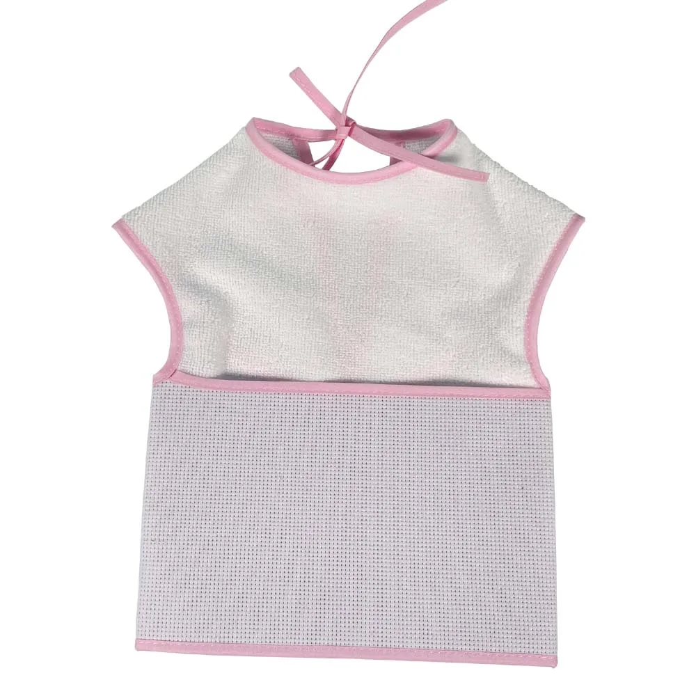 Free shipping Cross Stitch Bibs Pink Waterproof Baby Infant Saliva Towels Baby Bebe Girls 3PCS/Set YB170004