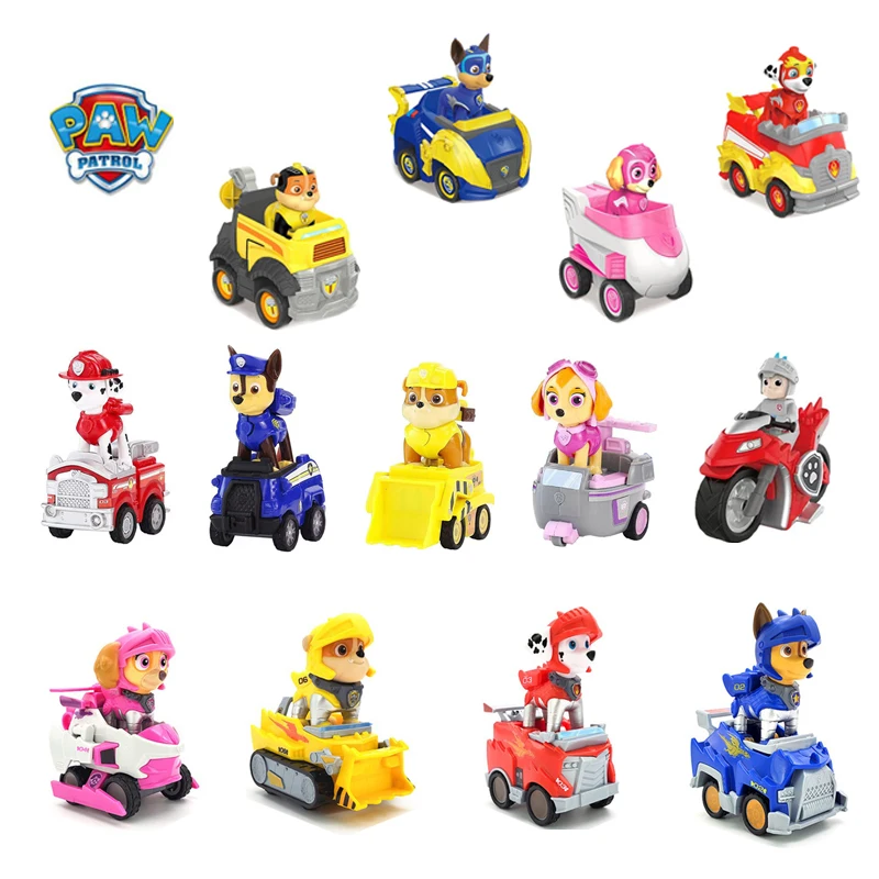 Patrulla Canina PAW Patrol Juguetes Vehículo con Figura Chase Skye Marshall Coche Retráctil para Niños Regalo