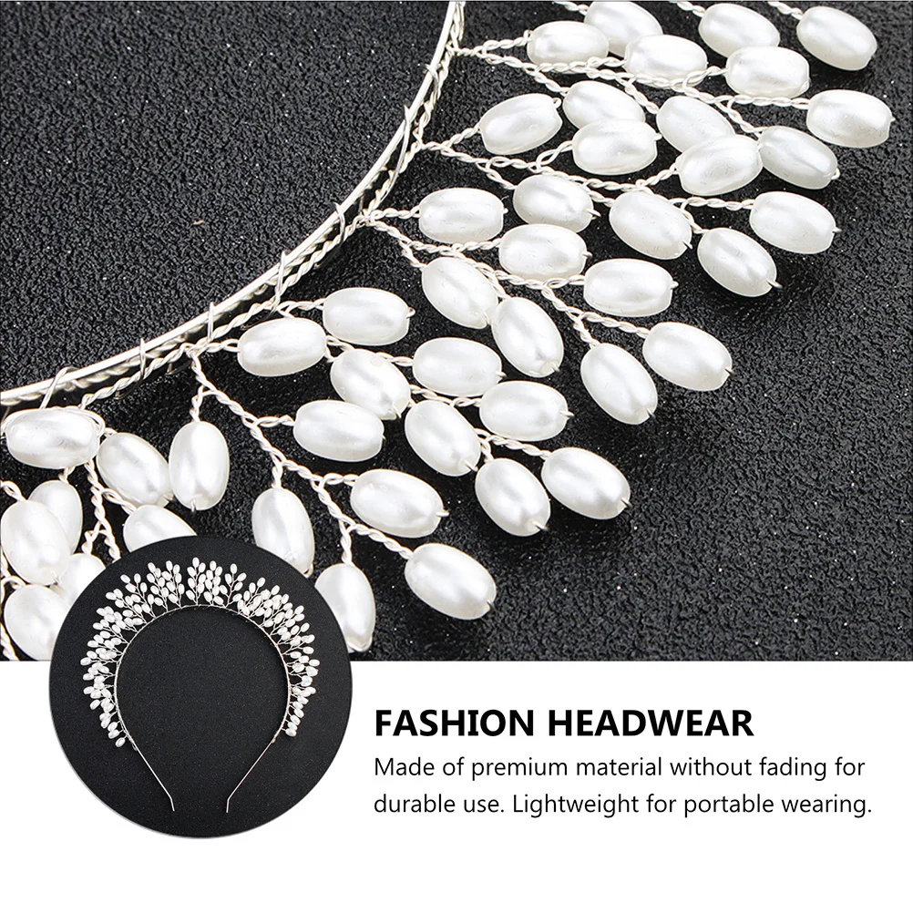 

1Pcs Pearl Bridal Tiara Lightweight Wedding Crown Stylish Bride Hairband Headwear Elegant Headdress Perfect Glittering