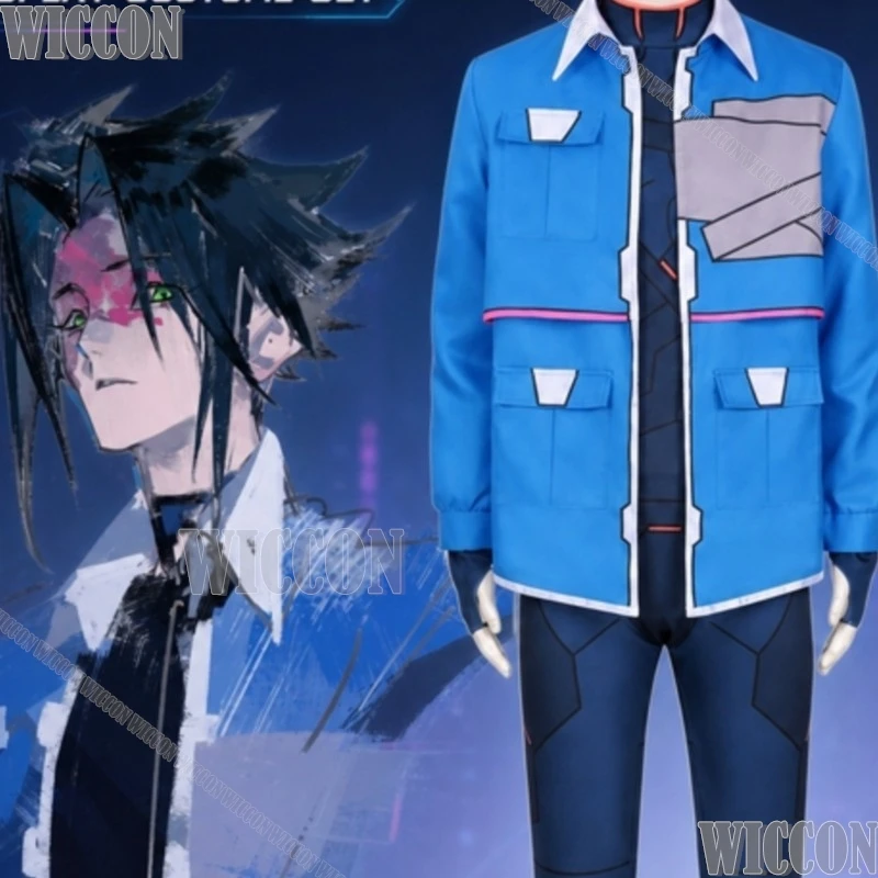 Cyberpunk Edgerunners 2 Cosplay D Handsome Jumpsuit Bodysuit Blue Coat Jacket Wig Halloween Christmas Festival Fancy Comic Con