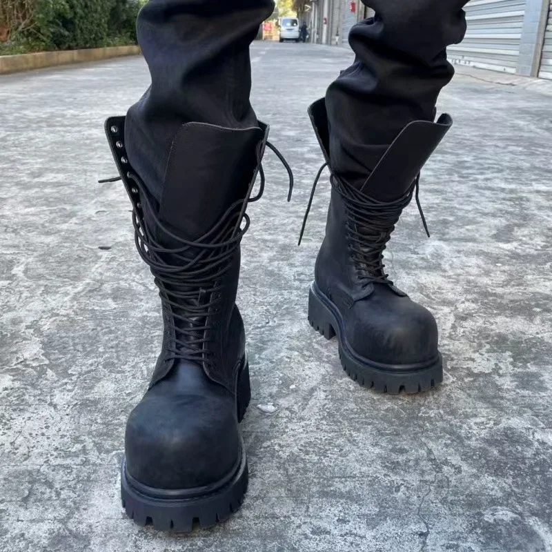 

2025 New Men's and Women's Boots with Thick Heels, High Street Lovers' Boots with Thick Bottoms and Round Heads. Womens Shoes