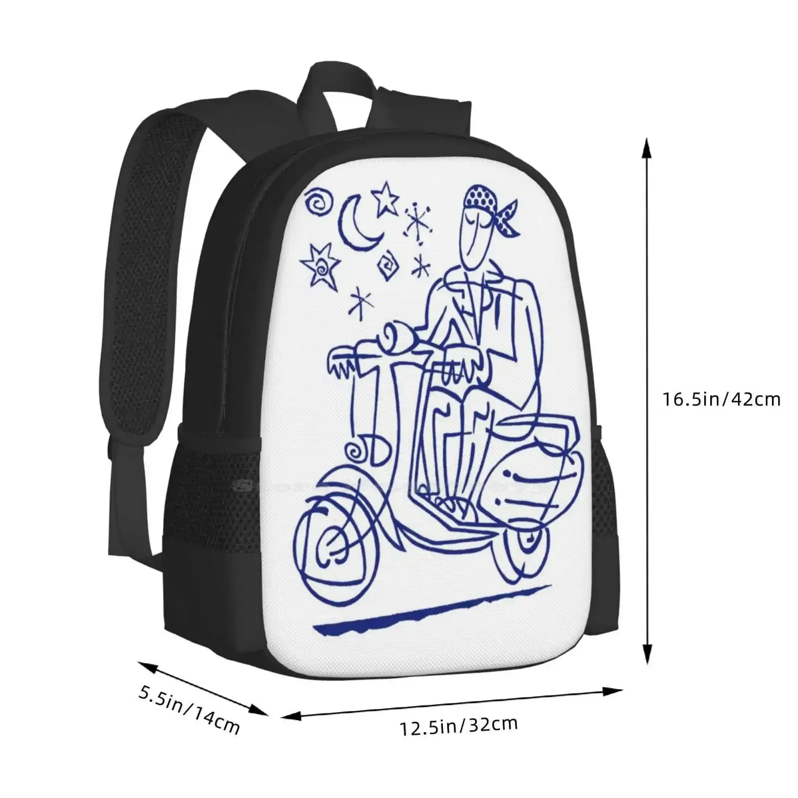 الأزرق سكوتر بواسطة تيم ديفيز رائجة البيع حقيبة مدرسية على ظهره حقائب الموضة سكوتر موتورولا متعة الصيف السفر تيم ديفيز #3