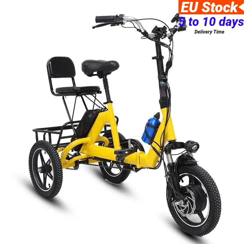 EU Stock Folding Electric Tricycle For Adults 48V 350W Portable Foldable 3 Wheel Electric Bicycle For Women Etricycle Big Basket