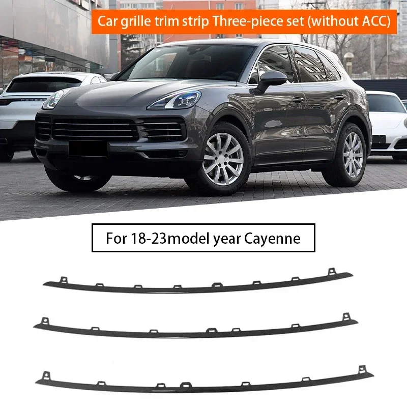 3Pcs Car Front Bar Middle Net Trim Without ACC for Porsche Cayenne 9Y0 2018-2023 9Y0807179041 9Y0807179041M7U