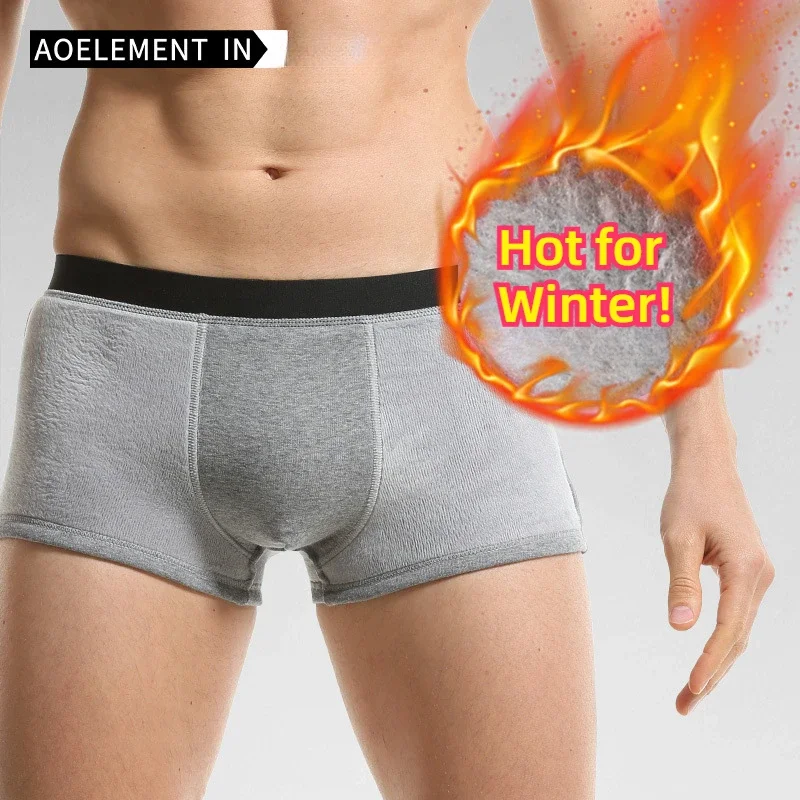 Warm Underwear Men's Fleece Thickened Briefs Male Boxers Autumn Winter Cold-proof Shorts Heating Teenager Pajamas Men Lingerie