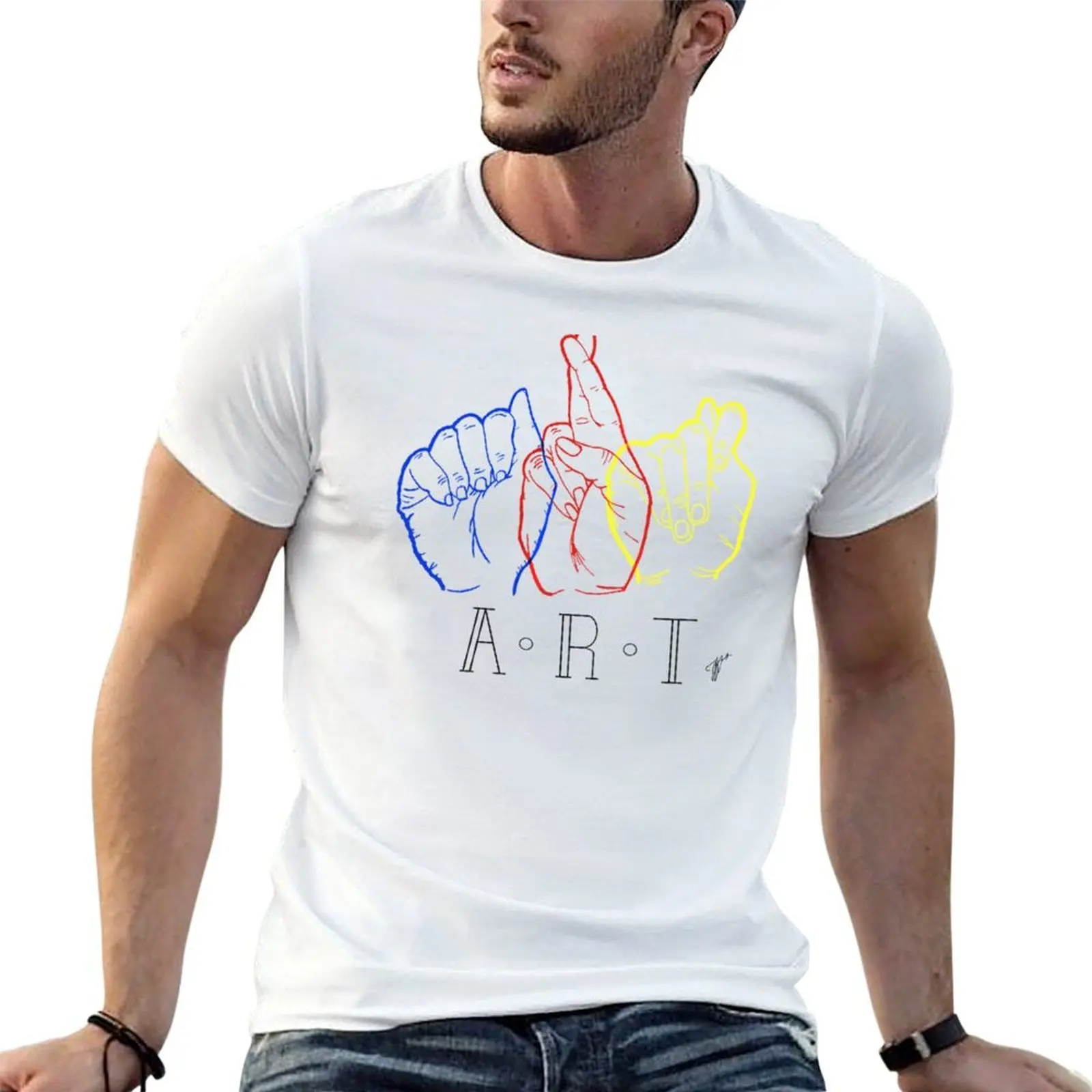 ART ASL T-Shirt croswit shirt man hippie clothes shirts men