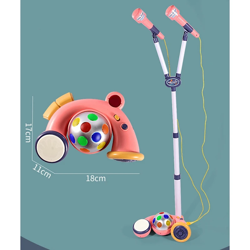 Dzieci typ pionowy regulowany maszyna do karaoke zabawki dla dzieci dwa-mike lekki śpiew zaplatanie Instrument muzyczny zabawka