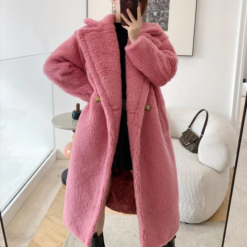 Fashion High Quality 100% Genuine Wool Fur Coat Autumn Winter Long Oversized Female Jacket Warm Women's Coats Abrigos Zjt1944