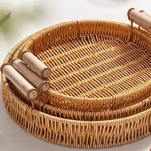 1 adet kolu, rattan kolu, depolama sepeti, ekmek, aperatif, meyve tepsisi, yuvarlak piknik dokuma depolama sepeti En çok satılan 12 sepet ekmek rattan-no. 1