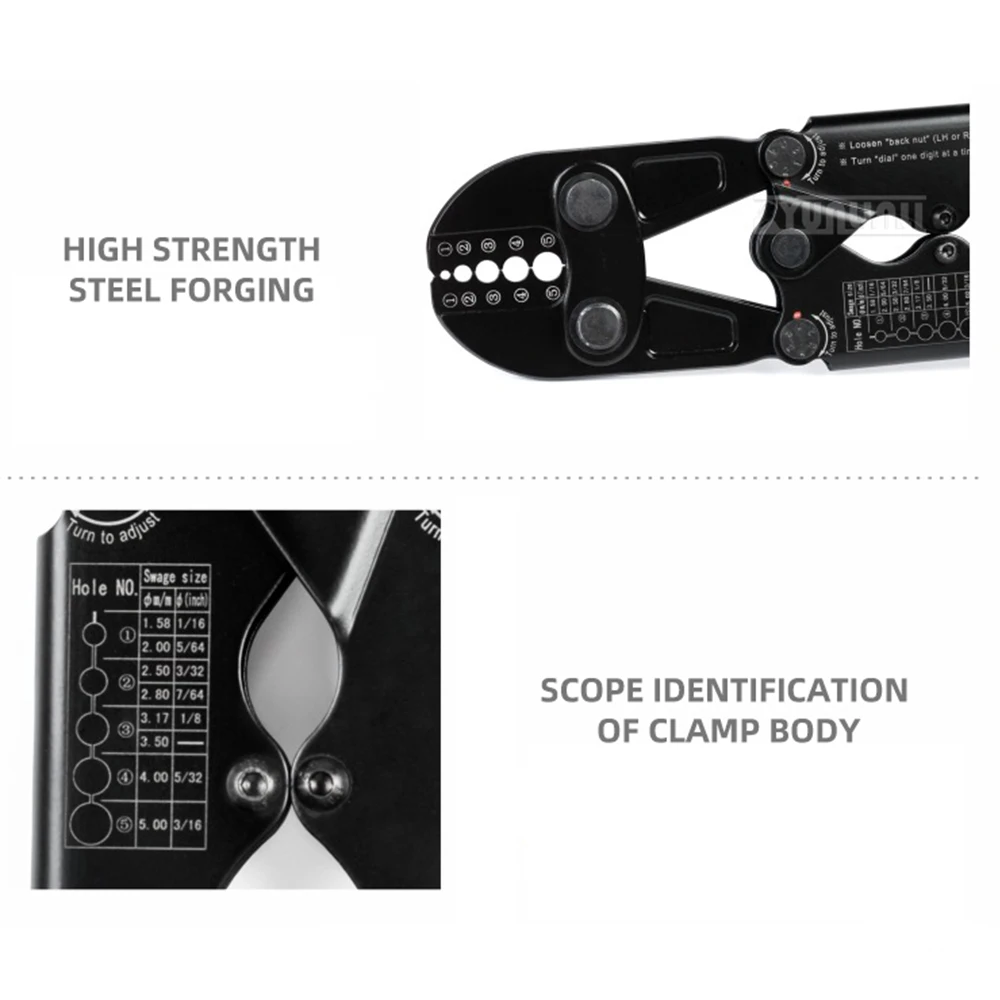 Wire Rope Crimping Tool, 1.58-5mm Round & Figure 8 Aluminum Sleeve Swager, Duty Hand Press for Copper Aluminum Ferrules