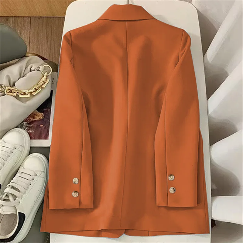 Elegant Orange Blazer Mujer 2023 Long Sleeve Jacket Women Spring Autumn Fashion Casual Slim Outerwears Blazers Feminino