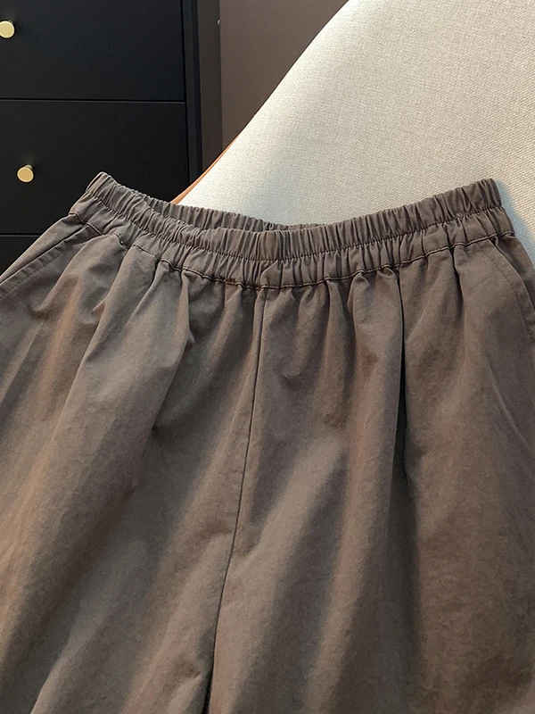 레트로 일본 스타일 하이웨이스트 와이드 레그 팬츠 여성 여름 다용도 루즈핏 캐주얼 스플라이싱 나인 포인트 스트레이트 컷 바지