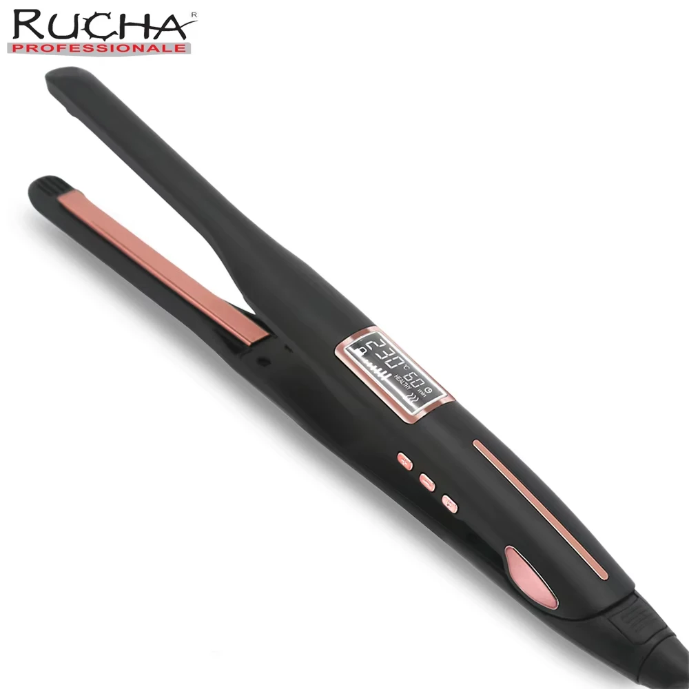 Hair Curler 450°F Pencil Hair Flat Iron 10mm Titanium Thinnest Narrow Mini Hair Straightener for Beard Short Hair Styling Tool
