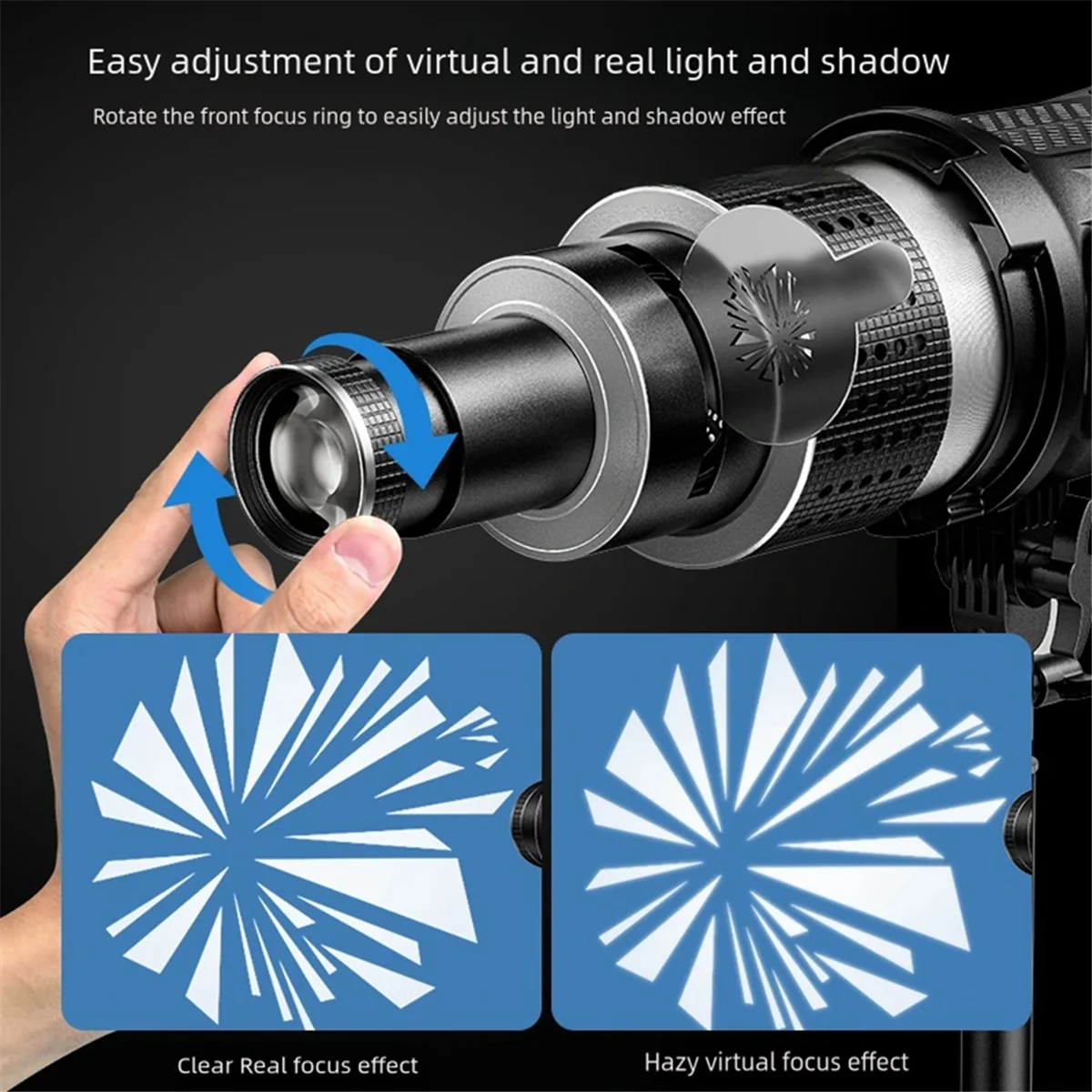 A52TPhotograph Flash Snoot Conical Lens Video Modelling Shape Photo Studio Light Kit with Optical Spotlight Lens 35 Gobos