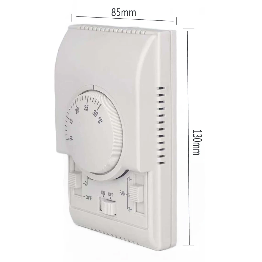 White Mechanical Rotary Thermostat For Central Air Conditioner Fan Coil Motor Control Switch 220V Heating Cooling System Part