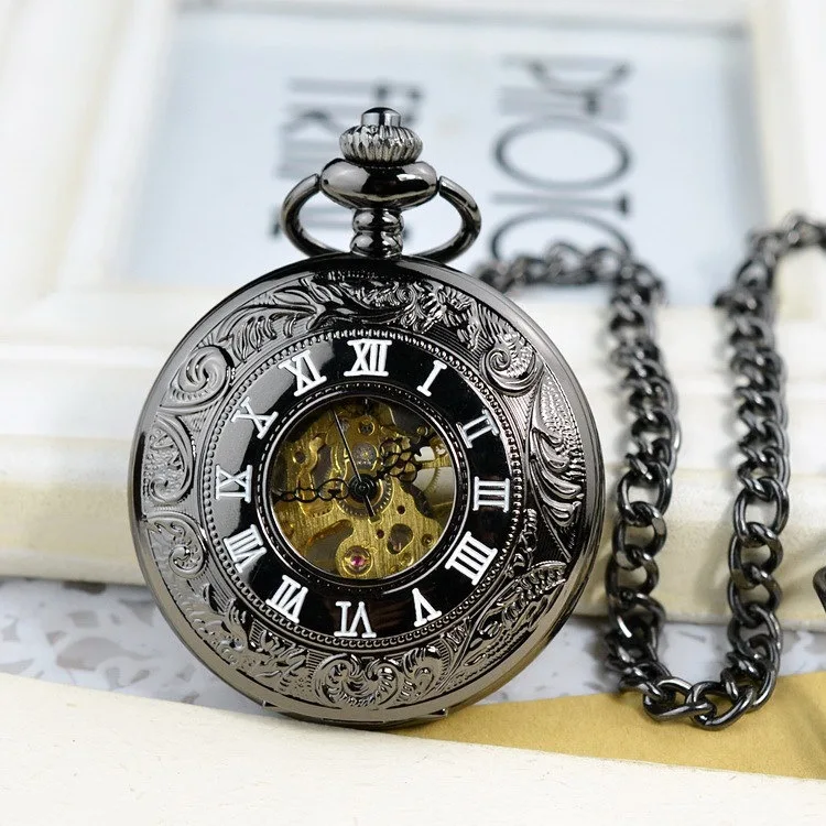 Cao Cấp Vàng Cơ Đồng Hồ Bỏ Túi Cho Nam Nữ Rỗng Mặt Số La Mã Vàng Ốp Lưng Fob Dây Chuyền Mặt Dây Chuyền Đồng Hồ Cho Bộ Sưu Tập Quà Tặng