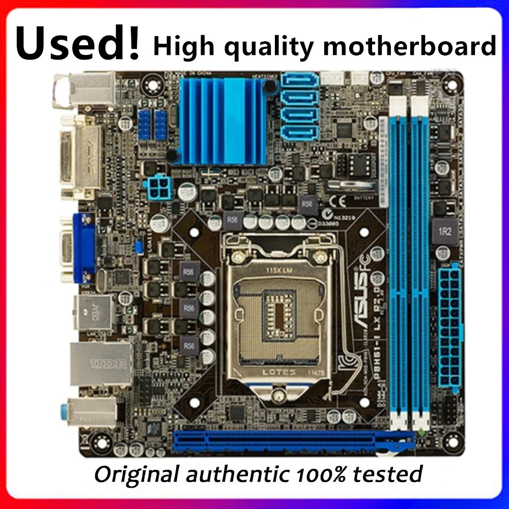 

Материнская плата для настольного компьютера ASUS P8H61-I LX R2.0 LGA 1155 DDR3 16 ГБ для Intel H61 P8H61, настольная материнская плата SATA II, используется