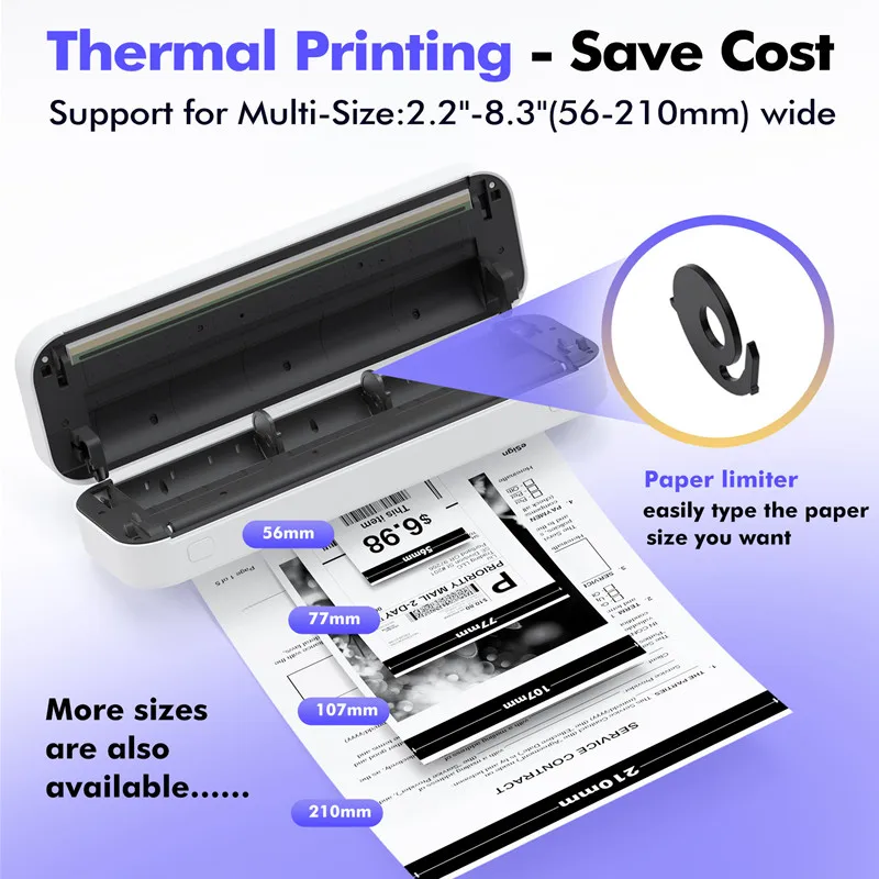 Printer Stensil Tato Nirkabel Portabel Mesin Fotokopi Transfer Foto Bluetooth Tanpa Tinta Catatan Memo Dokumen PDF Printer Termal A4