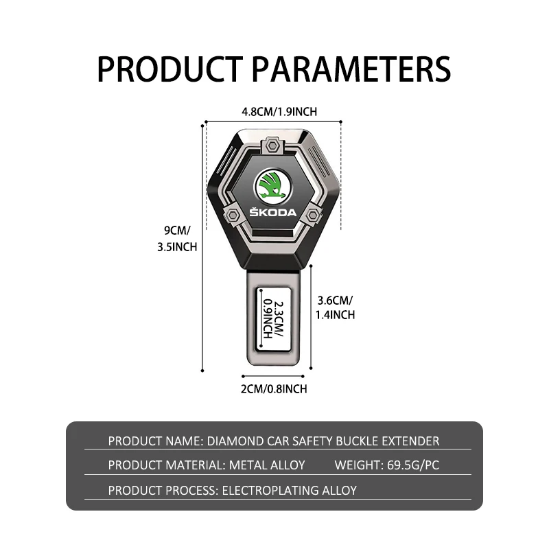 For Skoda Car Seat Belt Buckle Clip Extender Safety Lock Extension Plug Kamiq MK3 Roomster Rapid Kodiaq Karoq Fabia Enyaq view 6