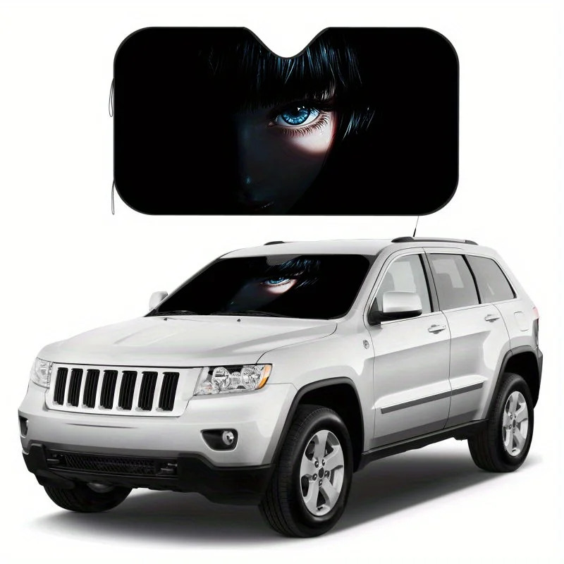 

Car Sun Visor with Anime Blue-Eyed Design - Auto-Dimming UV Protection, Includes 2 Adjustable Clips