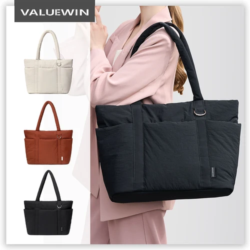 Bolso de hombro de gran capacidad para mujer, funda para portátil de 15,6, 16 pulgadas, multibolsillo, bolso de viaje ligero, bolso de mano para ordenador portátil a prueba de golpes