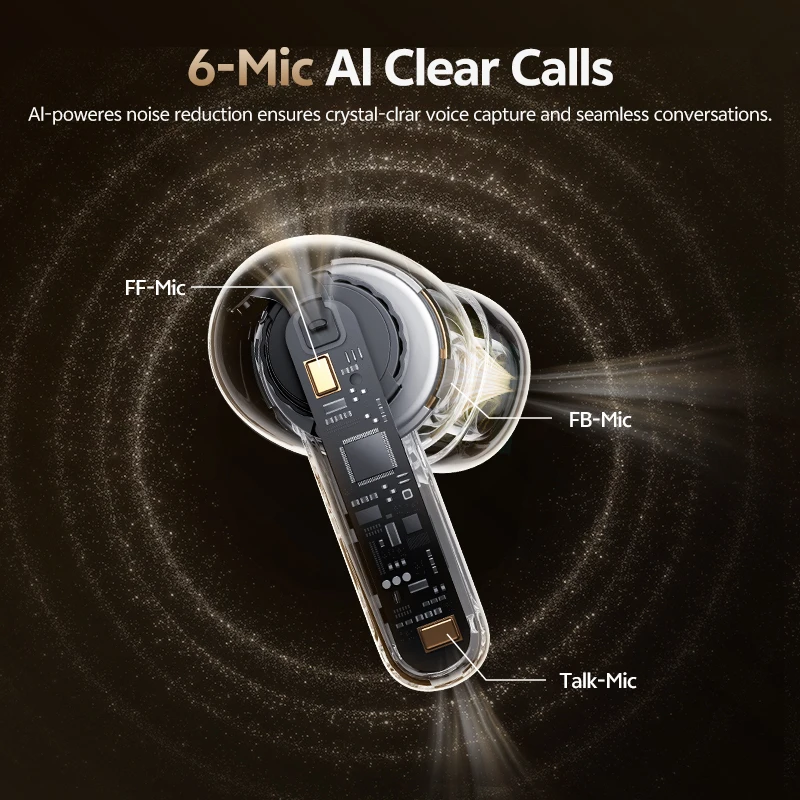 QCY MeloBuds N20 Wireless Bluetooth 6.0 Earphone 13mm Drivers -50dB Adaptive Hybrid Noise Cancelling Earbud 40Hrs HT20 Headphone view 3