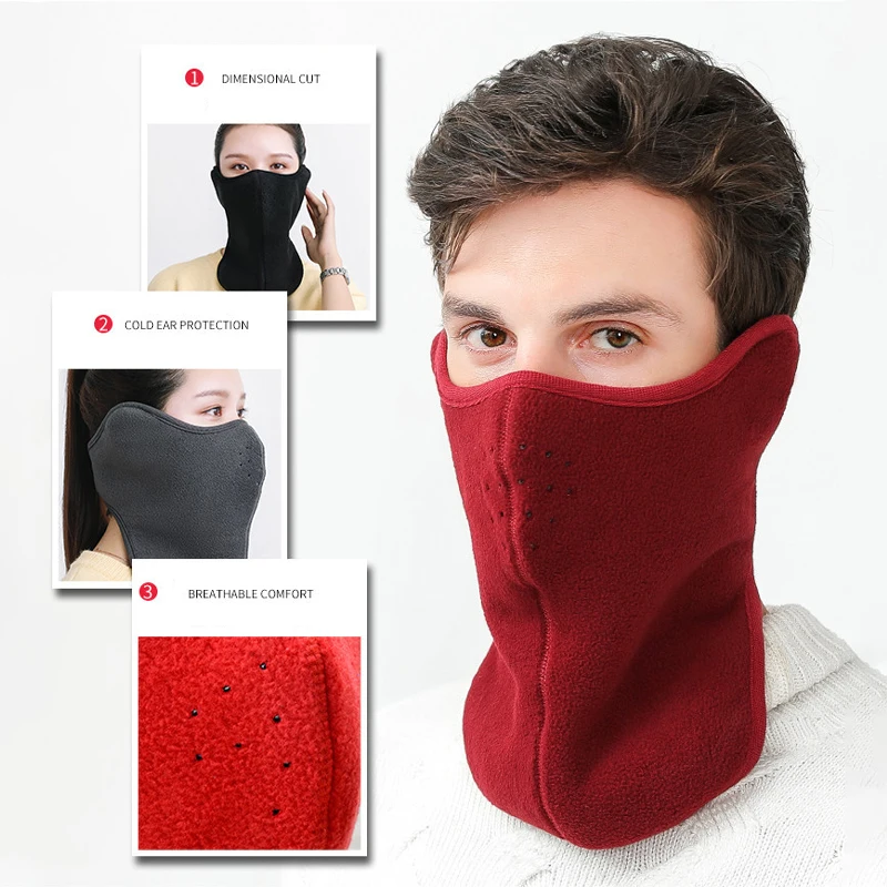 Fleece Face Mask Neck Warmer Winter Windproof Warm Mask Cycling Face Mask Women Men Sport Scarf Ski Hiking Riding Mask Gaiter