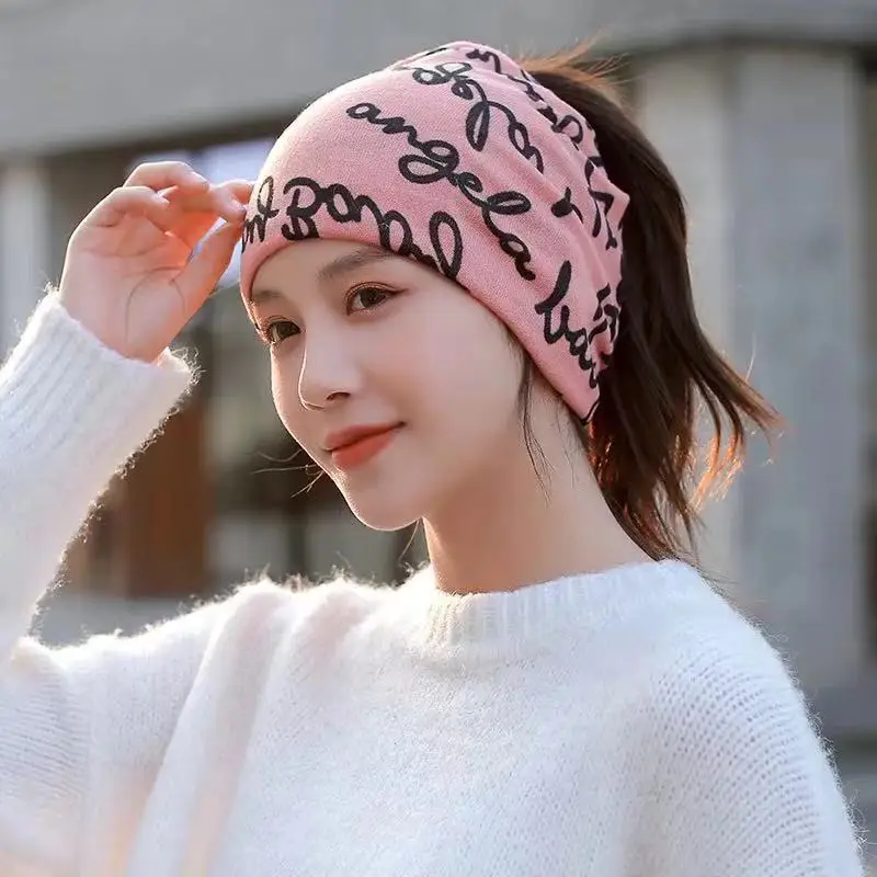 

Fashion Spring Fall Winter Women Cold-Proof Warm Variety Head Scarf Twist Cap Headband Protect Neck Multi-Functional Pile Hat