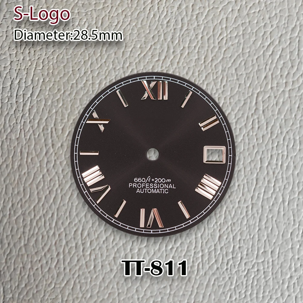 28.5 مللي متر S شعار NH35 الطلب T-iffany الهاتفي الأزرق الهاتفي صالح NH36 4R 7S حركة لا مضيئة ساعة عالية الجودة تعديل الملحقات