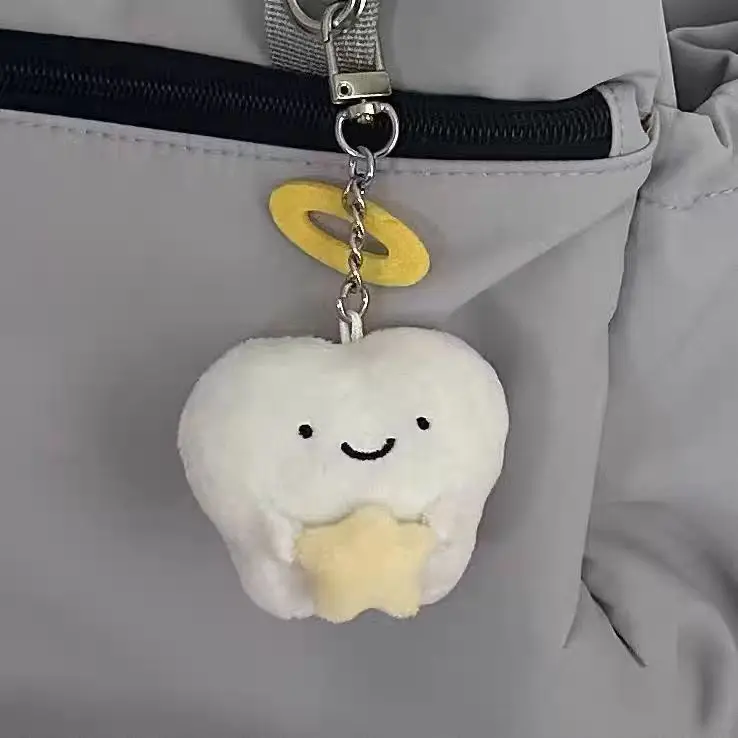 عالية الجمال الملاك الأسنان دمية القلب المكسور الأسنان أفخم قلادة زوجين دمية هدية المفاتيح