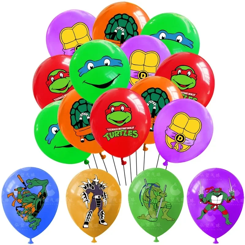 Ensemble de ballons en latex de tortues ninja mutantes pour adolescents, ballon imprimé, accessoires photo, ornements de fête, cadeau de décoration